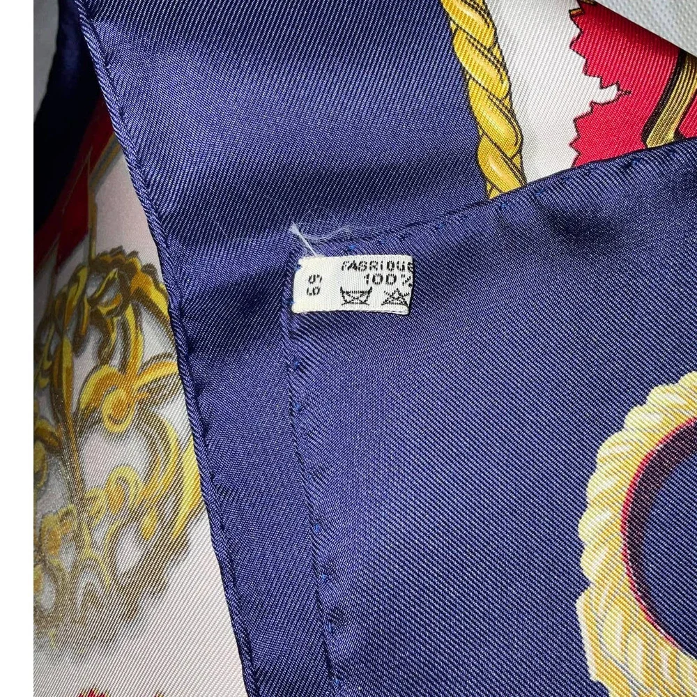 Hermes Scarf CARRE 90 "Cuiveeries" Carriage / Blue/ Red / Silk 100% NWT/BOX - Picture 9 of 16